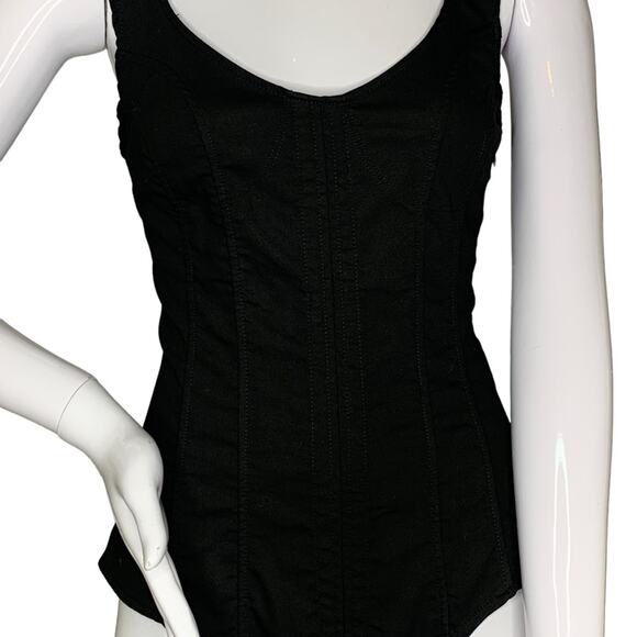 Zara Women Structured Scoop Neck Bodysuit Black Sleeveless Size M - Picture 3 of 12